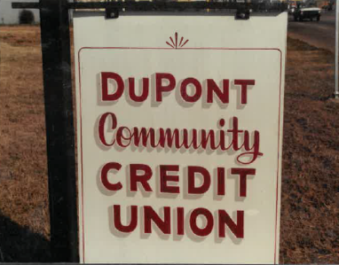 1986 signs says Dupont Community Credit Union.